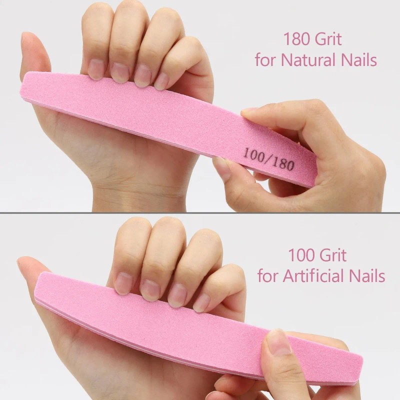 Pack Limas Uñas Planas Shinetour Grano 100/180 Rosa 10 Pzs