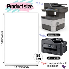 50 Pack 5x7 Cardstock Paper, 80lb White Cardstock Thick Paper Heavyweight Cardstock for Printer, Postcards, Wedding Invitation, Thankyou Cards, Christmas Cards