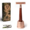ANYMALE® Safety Razor with Sandalwood Handle - Set with Stand