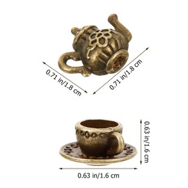 Uonlytech Miniature Tea Cup Set Vintage Dollhouse Teapot Tiny Tea Cups Little Girls Dollhouse Coffee Shop Kitchen Accessories for Photography Props