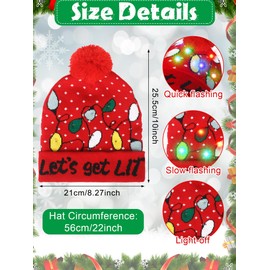 Geyoga 5 Pcs Christmas LED Light up Knitted Beanie Hat Colorful Xmas Beanie Sweater Cap for New Year Holiday Party Supplies(Adorable Pattern)