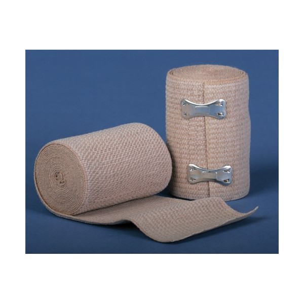 Medline MDS046004ZZ Bandage, Elastic, Soft-Wrap, 4" x 5 yd, Clips (Pack of 10)