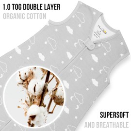 Mama Cheetah Toddler Sleep Sack with Feet, 1.0 TOG Organic Cotton Baby Wearable Blankets with Legs, Baby Sleeping Bag for Walkers, Early Walker 6-18 Month