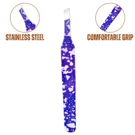 ASM® Professional Tweezers for Facial Hair Women - Heavy Duty Stainless Steel Ingrown Hair Tweezers for Eyebrows Plucking, Eyelashes & Blackhead Tweezers Beauty Tool for Women (Dark Blue White)