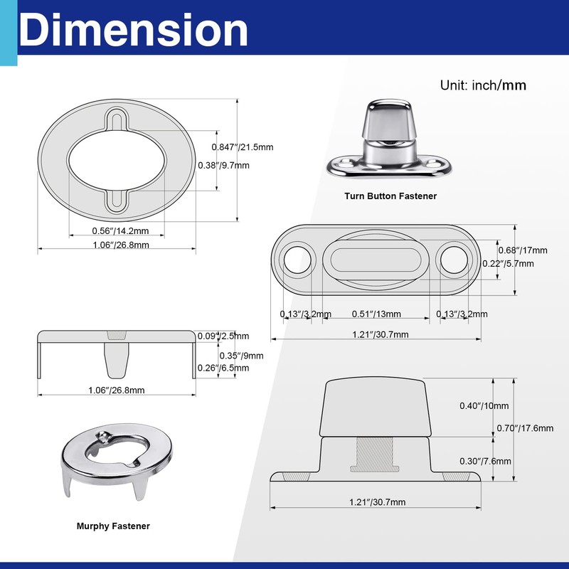 Usdrwam 10 Set Twist Lock Fasteners with Turn Button Fasteners