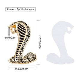 SUPERFINDINGS 4stk 3D 95mm Cobra Snake Emblem Aufkleber Aufkleber Abzeichen Kit Auto Auto Motorrad Logo Aufkleber Abzeichen Emblem Für Auto Fenster Laptops Gepäck
