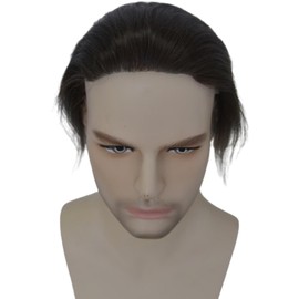 Voloria Men Forehead Hairline Toupee 100% Human Hair Skin PU Man Hairpieces Frontal Hair Topper for Receding Natural Hairline Replacement Systems (2.75x6.29 Inch, #2 Dark Brown Color)
