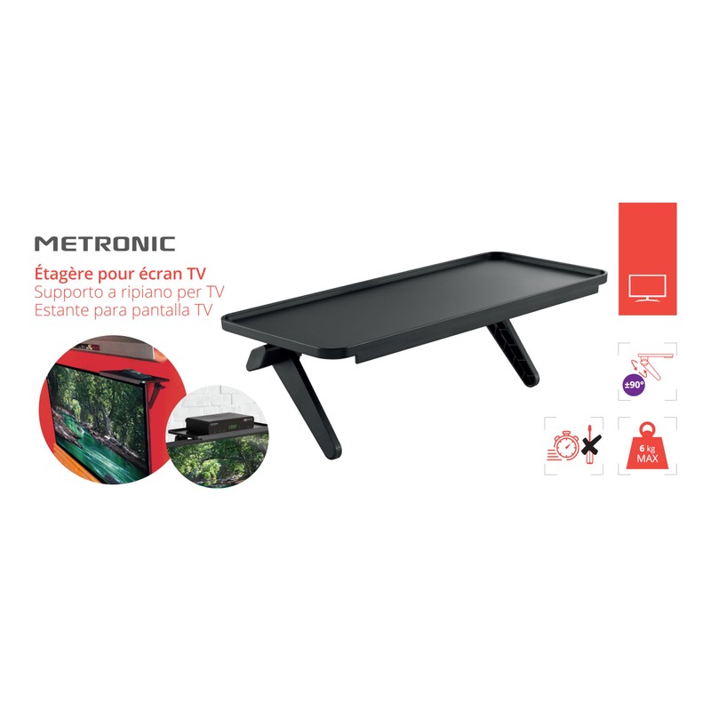 Metronic 451074 TV Shelf, Monitor Mount, Multimedia Boxes, Speakers, Black