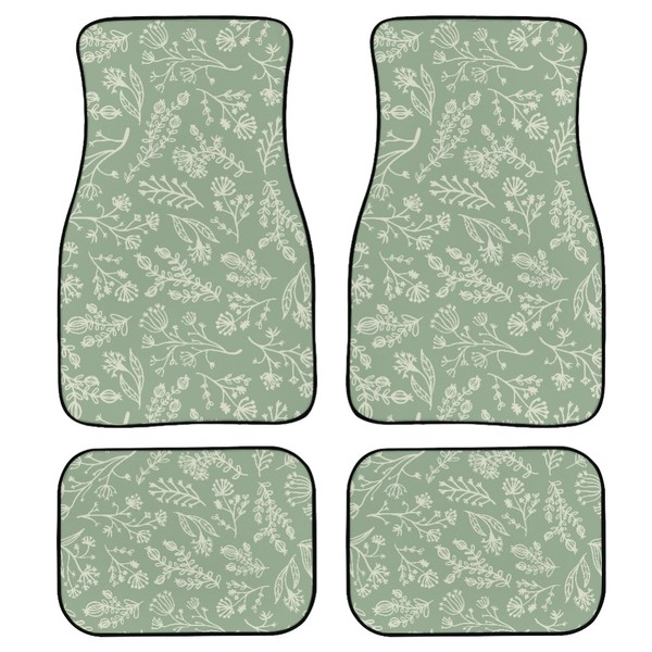 BENXINYA Botanical Plant Car Mats 4 Pcs Random Placed Herbs