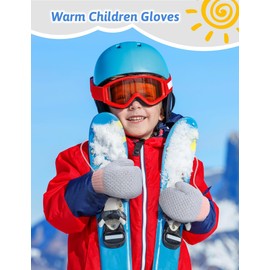 MELLIEX Baby Mittens Gloves, Children's Warm Winter Glove, Soft Cute Knitted Glove with Lanyard for 0-3 Years Girls Boys, gray