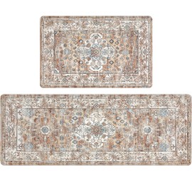 Pauwer Anti Fatigue Kitchen Mat Set of 2 Non Slip Kitchen Mats for Floor Cushioned Kitchen Rugs Comfort Standing Mat Farmhouse Waterproof PVC Foam Kitchen Floor Mat Runner