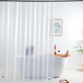 Shower Curtain Liner 76 Inches Long, 3D EVA Heavy Duty Vinyl Plastic Shower Curtain Liner with 3 Strong Weights and 12 Grommet Holes, Pebble, 72 x 76 Inch