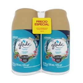 Glade Aromatizante para Hogar Automático, 2 Repuestos de 270 ml Paraíso Azul