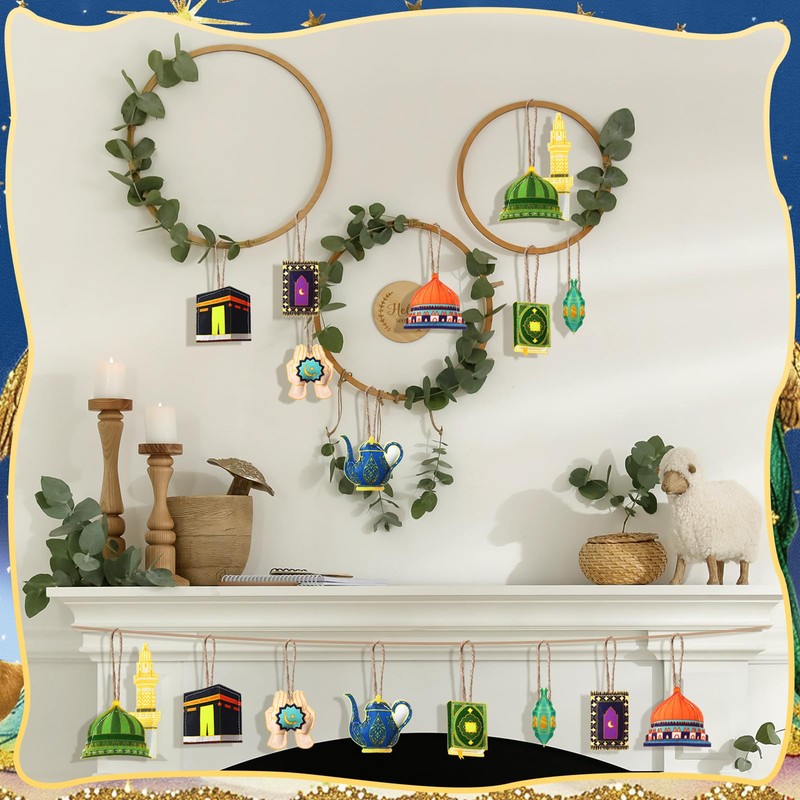 HunnmingRe 24 Pcs Ramadan Tree Ornaments Felt Eid Mubarak Decorations