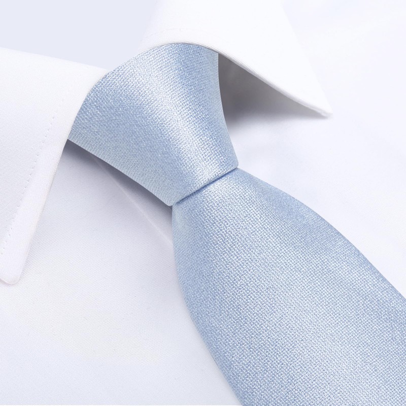 DiBanGu Men's Tie Set Solid Color Sky Blue Necktie and