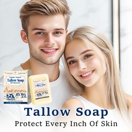 HENITAR Tallow Soap, Organic Grass Fed Beef Tallow Balm for Cleaning and Moisturizing, Relieve Symptoms of Eczema, Dry and Itchy