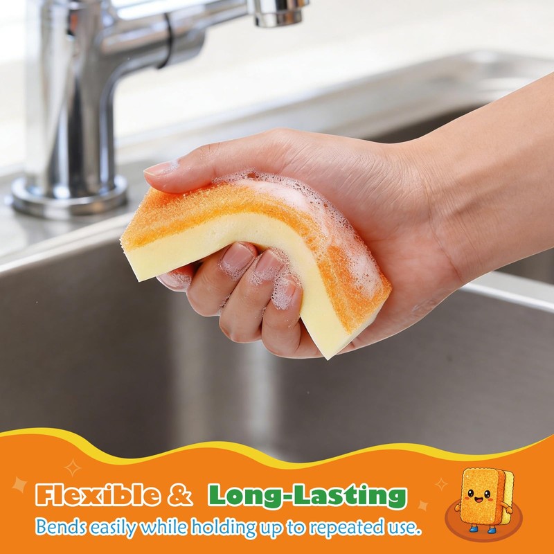 UNIMADE Scrub Sponge, Temperature Responsive Dual-Sided Cleaning Sponges, Non-Scratch Dish