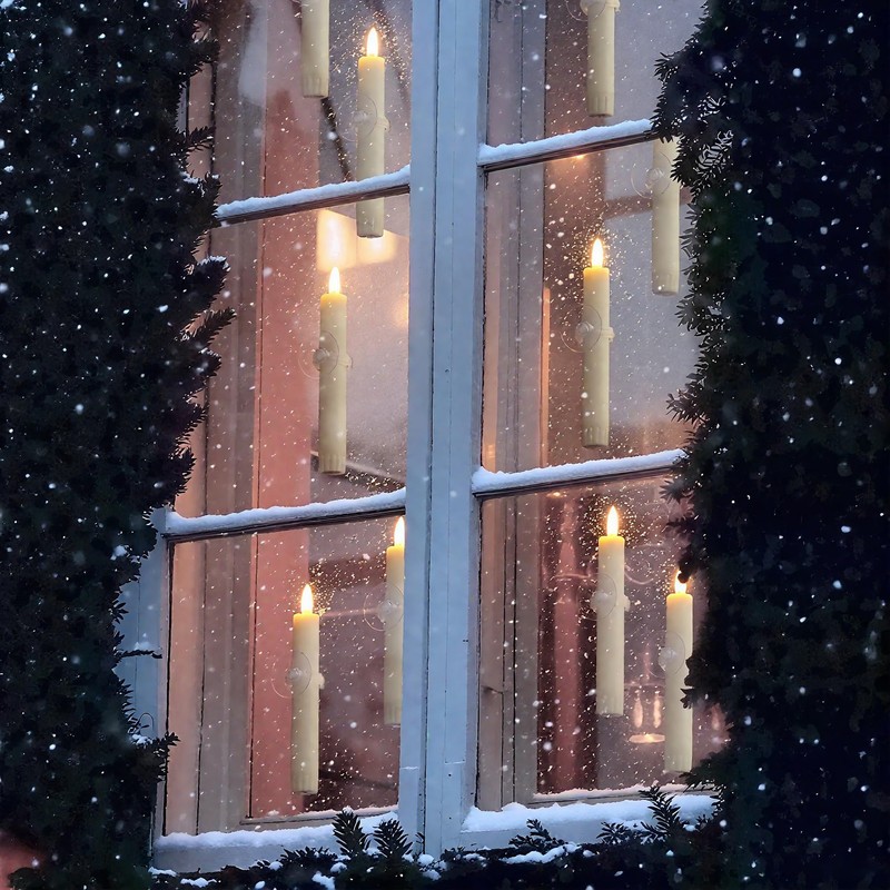 Yeelida Flickering Flameless Short Window Candles with Sensor Dusk to