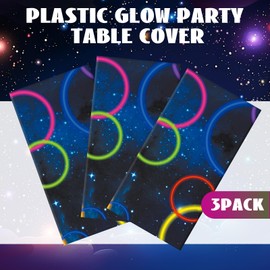 Irenare Neon Table Cloths Glow Party Table Covers, 54" x 108" Glow in The Dark Table Cloths Glow Party Table Cloth Neon Party Decorations for Glowing Birthday Art Party Supplies (Fresh,3 Pieces)