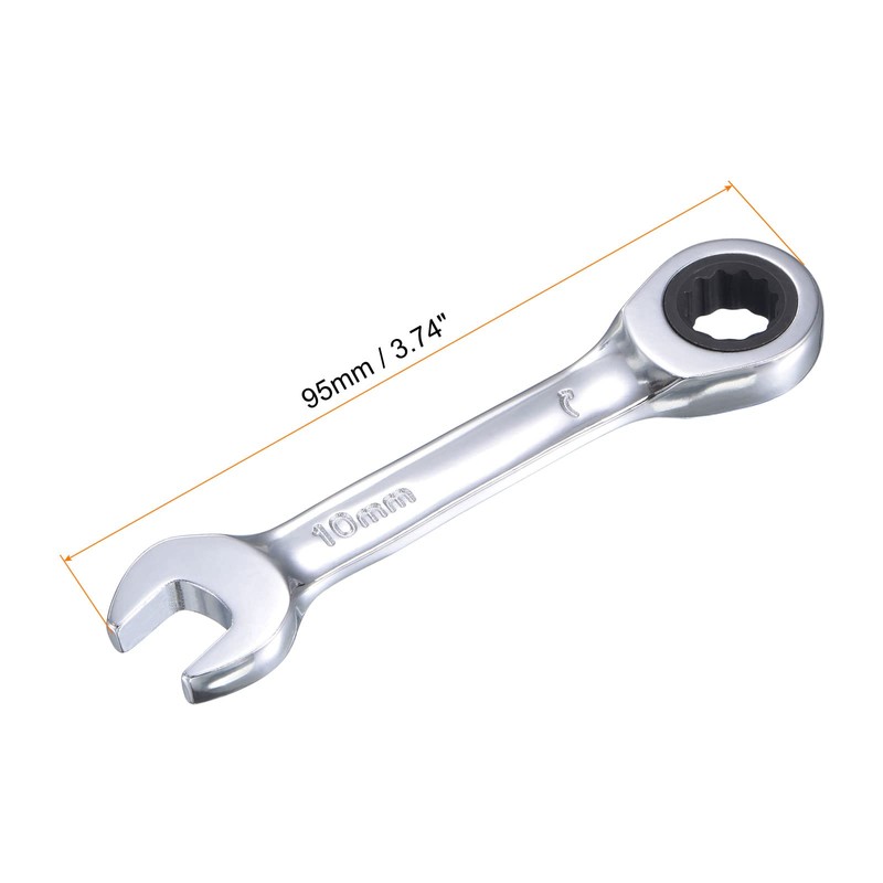 sourcing map 10mm Stubby Ratcheting Combination Wrench Metric 72 Teeth