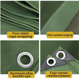 Canvas Tarp, Canvas Tarps Heavy Duty Waterproof, for Outdoors, Truck, Water Resistant, UV Resistant Tarpaulin Cover for Car Boat Camping Firewood Woodpile,Green (6 x 15 Feet)