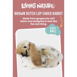 Living Nature Brown Dutch Lop Eared Rabbit Stuffed Animal Plush Toy | Fluffy Rabbit Animal | Soft Toy Gift for Kids | Boys and Girls Stuffed Doll | Naturli Eco-Friendly Plushies | 26 cm