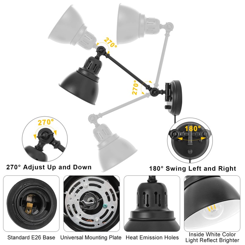 GOODATE 1 Pack Plug in Wall Sconce with Remote Control,