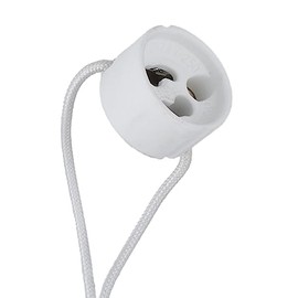 B&P Lamp® Porcelain GU10 Halogen Socket with mounting Holes, 12" Leads