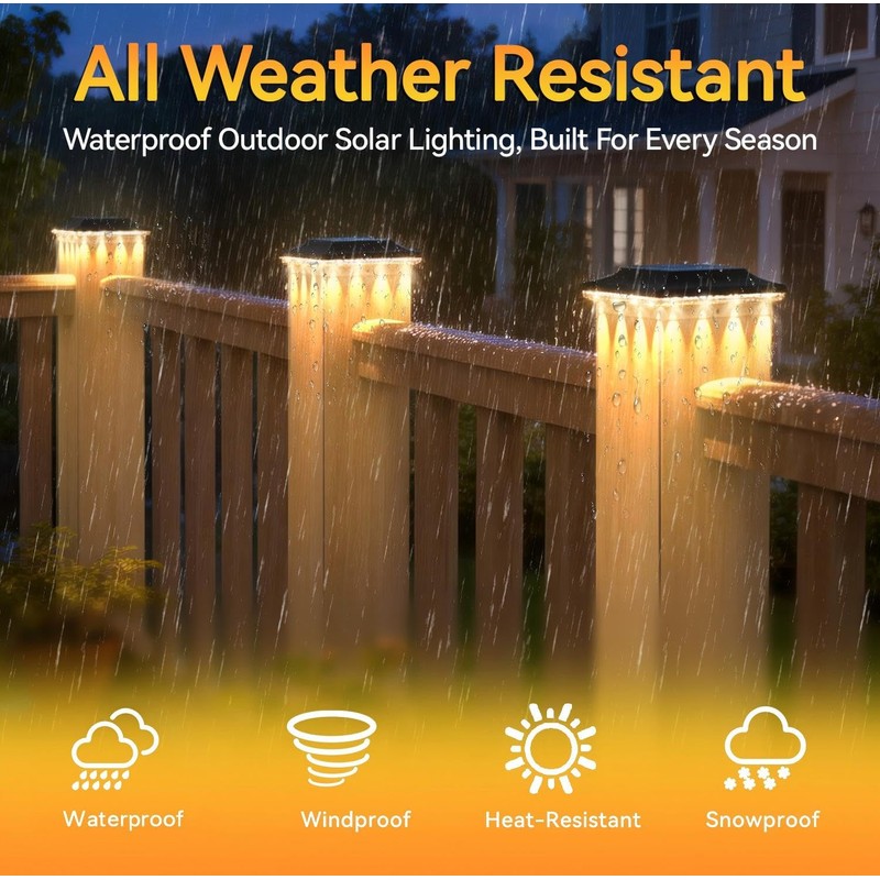 ZCXLIGHT Solar Post Cap Lights Outdoor 12 Pack, 4x4 Post
