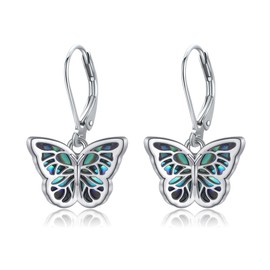 Butterfly Earrings for Women Sterling Silver Butterfly Dangle Drop Leverback Earrings Hypoallergenic Butterfly Jewellery Gifts for Women Girls