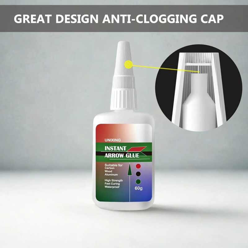 60gX 2 Instant Arrow Glue, Clear Fast-Curing Fletching Adhesive for