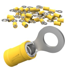 AUPROTEC 50x Ring Connector 4.0-6.0 mm² yellow AWG 12-10 hole-Ø M12 RV Vinyl semi-insulated Spade Crimp Terminals tinned copper Electrical Connectors