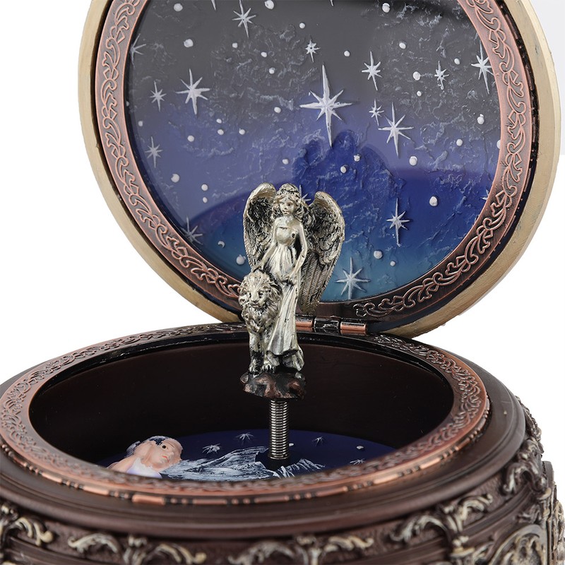 Vintage Music Box with 12 Constellations Rotating Goddess Twinkling LED