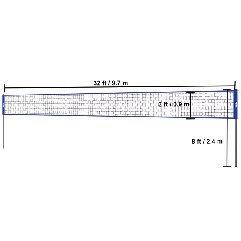 Adjustable Outdoor Volleyball Net System with Steel Poles, Ball, Pump,