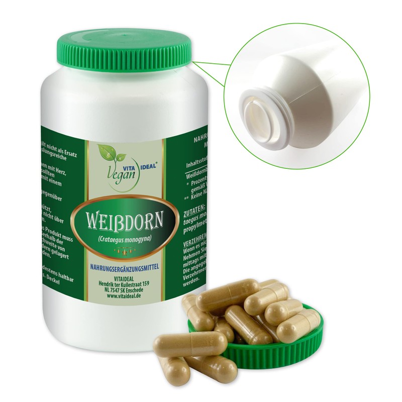 VITA IDEAL Vegan® Vitaideal Hawthorn 360 Capsules - Crataegus Monogyna