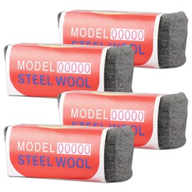 Stahlwolle, 4 Stück 00000 Stahlwolle, 400g Stahlwolle Pads, Stahlwolle Set, Reinigen drahtwolle, Stahlwolle Feinheit 00000, Zum Glätten von Holzoberflächen, für Garagen und Gärten(Grau)