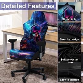 QYZDLM Gaming Chair Covers, 3D Printing Stretchable Soft Non-Slip Easy to Install Gamer Chair Cover with Armrest Cover(No Chair)(G)