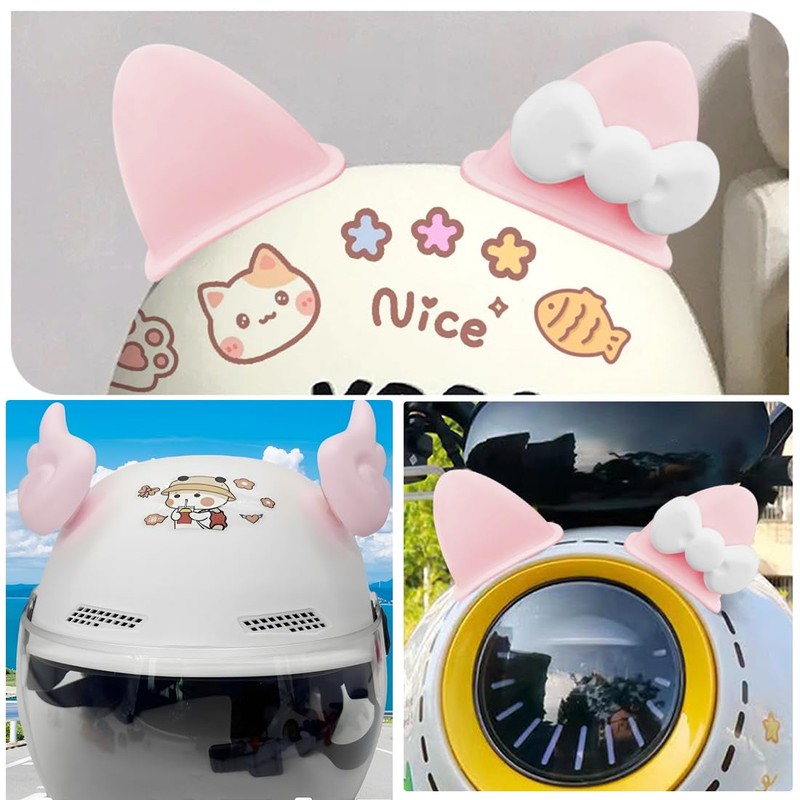 DOKRIN Motocross helmets, 6 pieces helmet ornaments, cat ear bow,