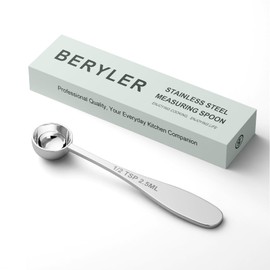 BERYLER 1PCS 1/2tsp(1/6tbsp, 2.5 ml) Single Measuring Spoon, Stainless Steel Individual Teaspoon, Metal Measure Scoop with Gift Box