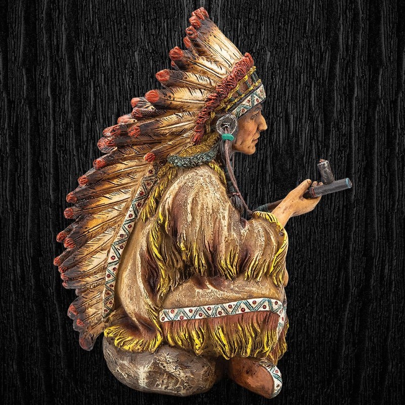 K EXCLUSIVE Native American Figurines - Chief with Peace Pipe