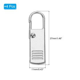 PATIKIL Zipper Pull Replacement, 4 Pcs Detachable Metal Zipper Tab Repair Kit Handle Fixer Extension for Luggage Backpacks Suitcase, Silver Tone