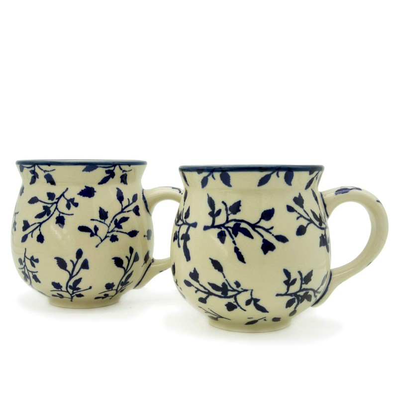 Bunzlauer Original Ceramic Mugs, Spherical Shape 280 Ml, Set of