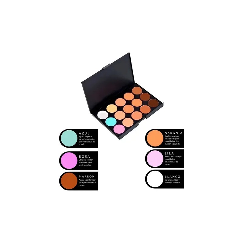 Paleta Correctores Universo en Linea 15 Tonos Crema Larga Duración