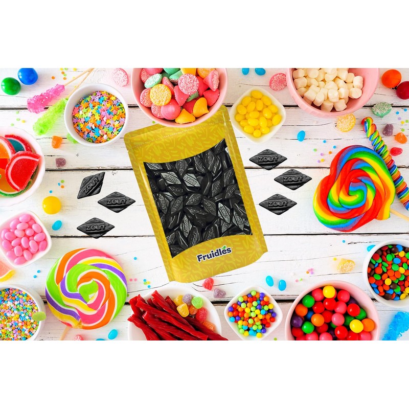 Fruidles Diamond Licorice Gummies, Slightly Salted Black Licorice (Half-Pound)