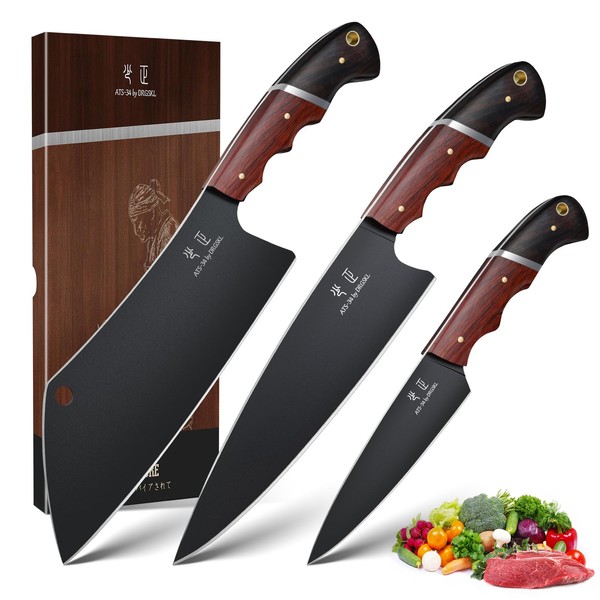 DRGSKL Japanese Chef Knife Set - 3 PCS Kitchen Utility