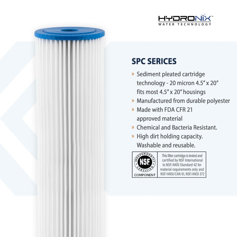 (6 Pack) SPC-45-2020 Pleated Water Filter Whole House Commercial Industrial