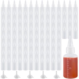 UNGFEI 100 PCS 50ml Semi Transparent Squeeze Applicator Bottles, 2 oz Dispensing Bottles with Funnels, Squeeze Condiment Bottle for Paint Art, Craft, Liquids, DIY Crafts Art Painting