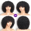 REMESSE Short Curly Wig With Bangs Human Hair Curly Human