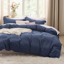 Bedsure Bedsure Duvet Cover Twin/Twin XL Size - 2 Pieces Prewashed Extra Soft Bedding Set, Includes 1 Twin Duvet Cover 68x90 Inches with Zipper Closure & 1 Pillow Sham, Comforter Not Included, Navy
