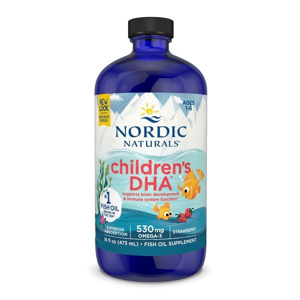 Nordic Naturals Children's DHA Liquid - Strawberry Flavored Kids Fish Oil, 16 Oz